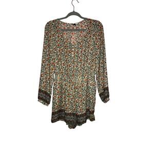 💥Divided by H&M Women’s size 8 Cream colored Boho Floral Long Sleeve Romper